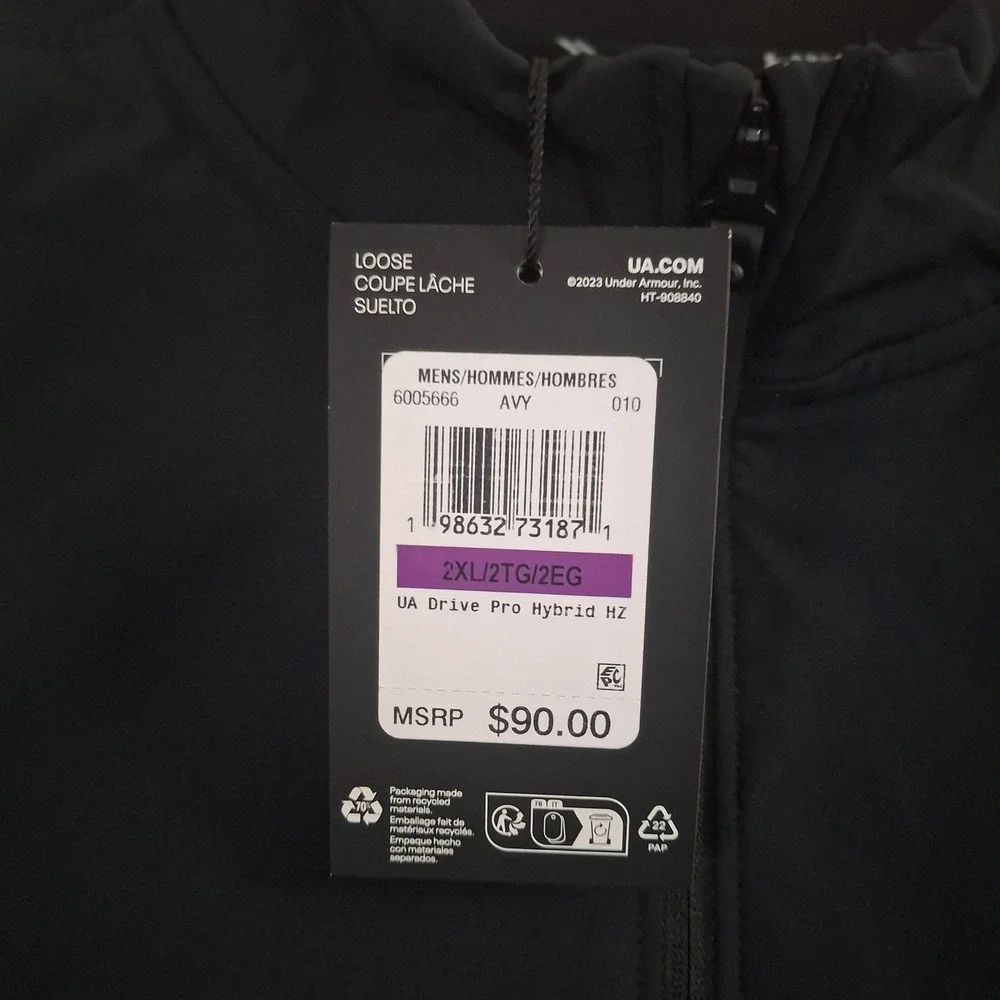 Under Armour Drive Pro Hybrid HZ Golf Mens 2XL Black 1/2 Zip Pullover Jacket NWT